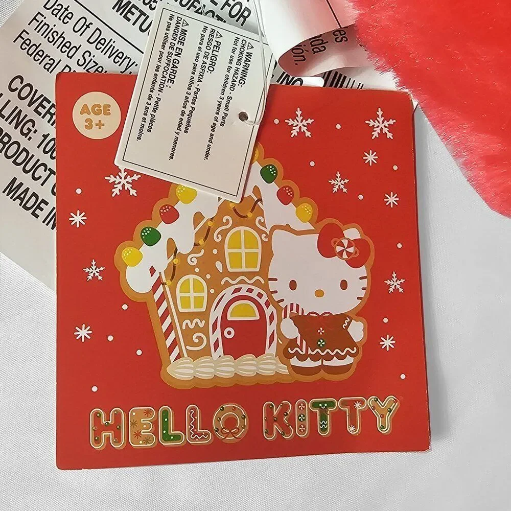 Hello Kitty Christmas Peppermint Bow Throw Pillow Plush
